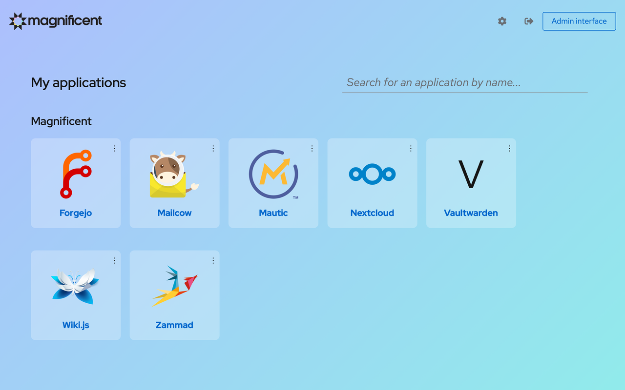 Screenshot showing an Authentik page with multiple web applications.