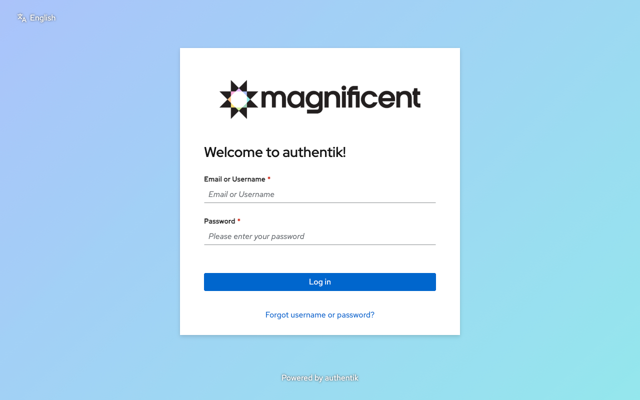 Screenshot showing Authentik login page