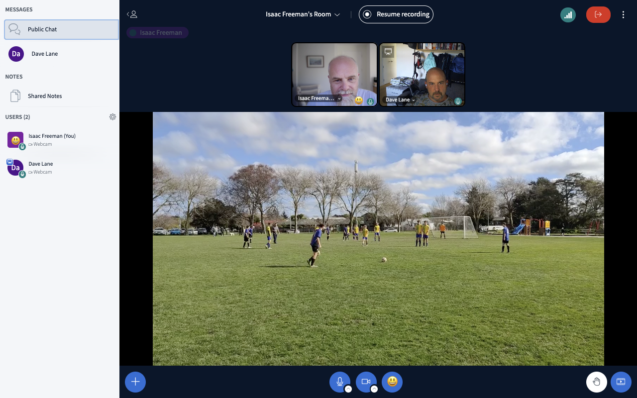 BigBlueButton screenshot, showing shared video