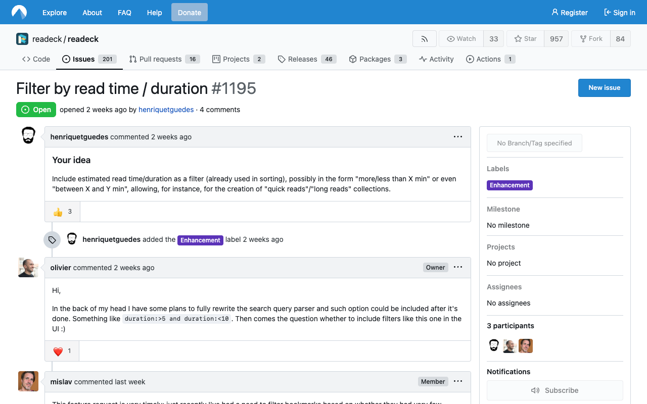 Screenshot of Forgejo showing an issues thread