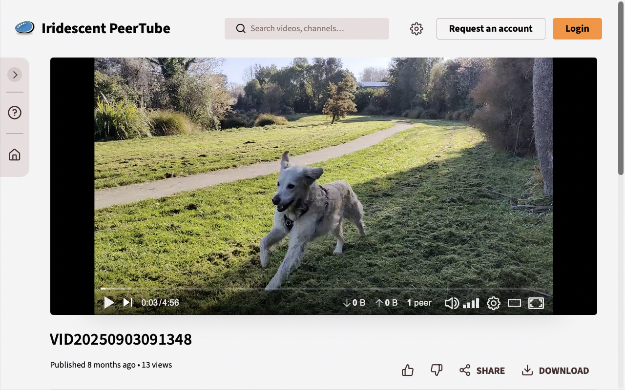 Peertube screenshot, showing a video playing